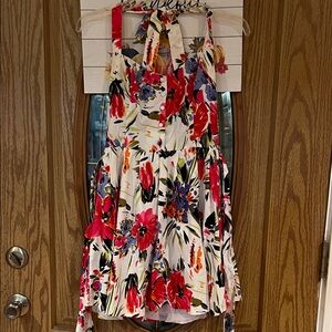 Vibrant Floral Backless Dress